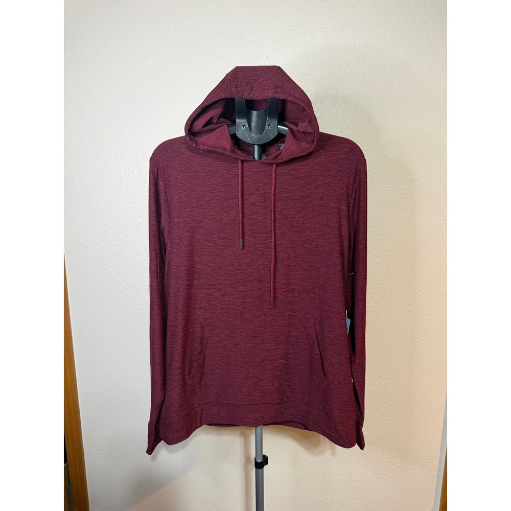 Kyodan Active Mens Space Dye Hoodie Burgundy Red Lightweight Stretch Medium NEW
